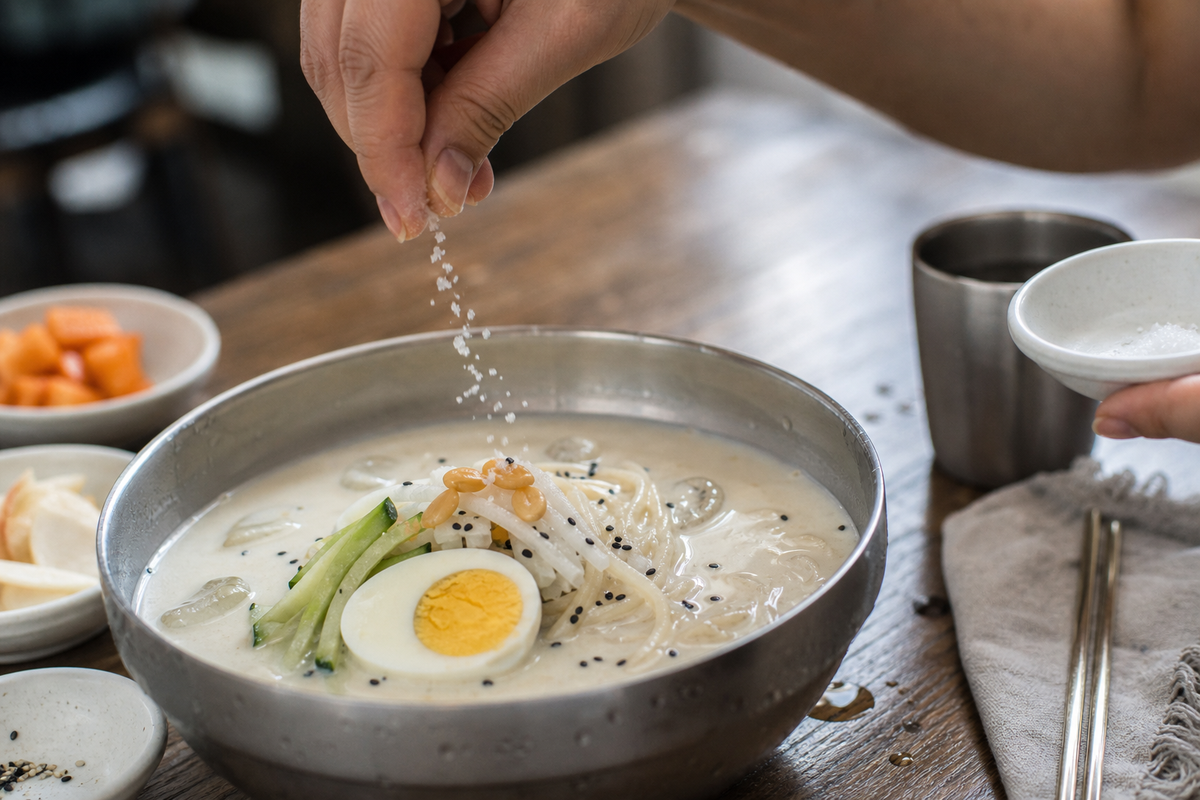콩국수 황금레시피 콩물 비율 콩 삶는 시간 고소한 콩국수 만드는법 여름 별미 - 완성 근접샷